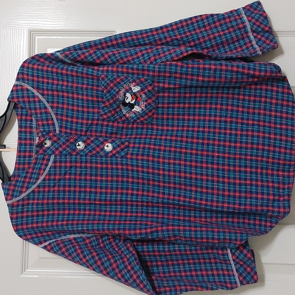 Mickey mouse plaid long sleeve shirt